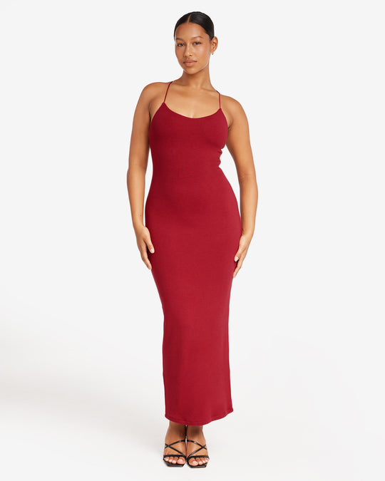 Open Back Rib Maxi Dress | Cherry – CSB