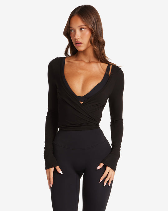 Ballet Wrap Top | Black