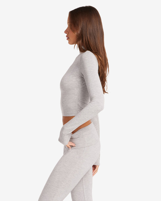 IM Long Sleeve Turtle Neck Top | Light Grey