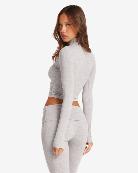 IM Long Sleeve Turtle Neck Top | Light Grey