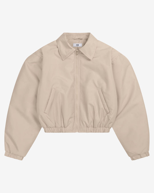 Cropped Oversized Bomber Jacket | Fawn