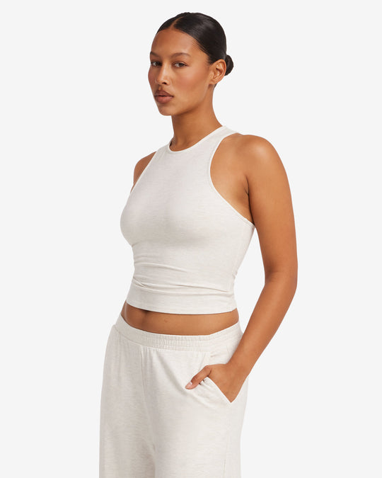 Longline High Neck Tank | Oat