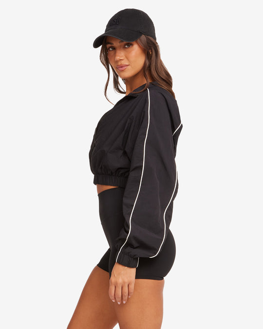 Cropped Windbreaker Jacket | Black