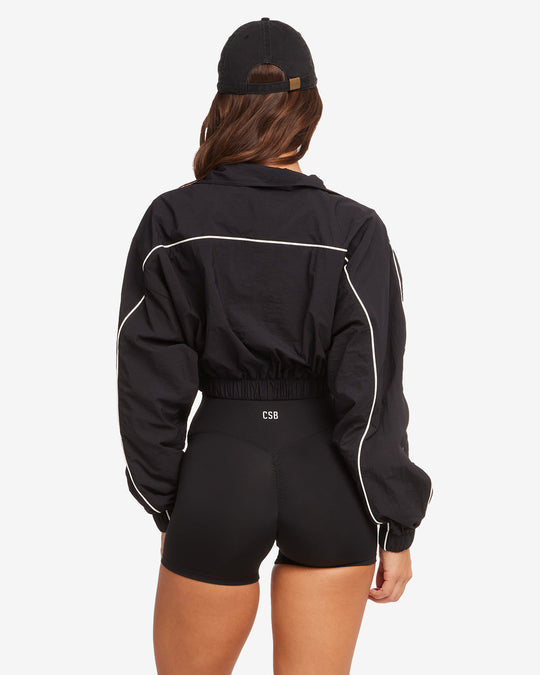 Cropped Windbreaker Jacket | Black