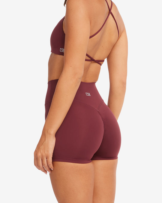 Activluxe Scrunch Shorts 4" | Burgundy