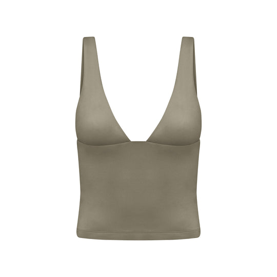 IM Serenity Plunge Longline Tank | Vintage Khaki