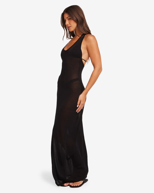 Racerback Slip Maxi Dress | Black