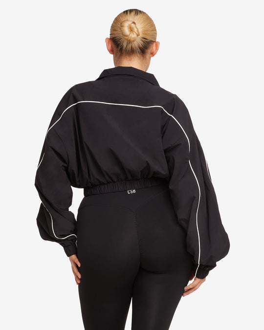 Cropped Windbreaker Jacket | Black