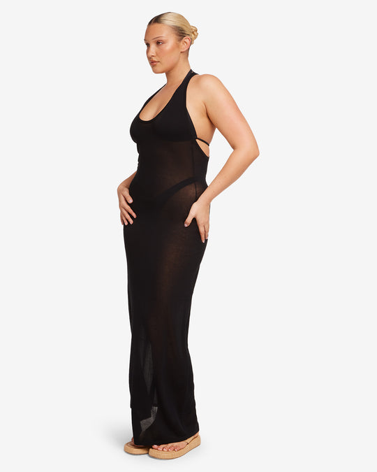 Racerback Slip Maxi Dress | Black