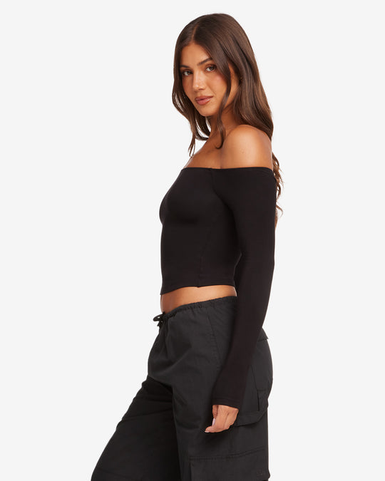 Off Shoulder Leisure Top | Black