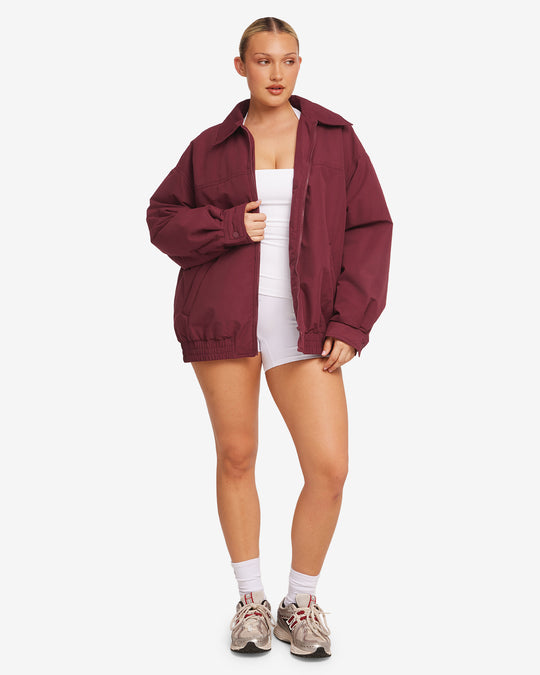 Oversized Bomber Jacket | Burgundy