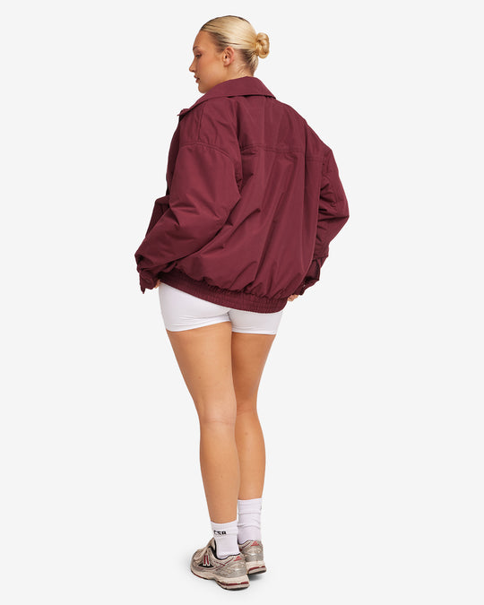 Oversized Bomber Jacket | Burgundy