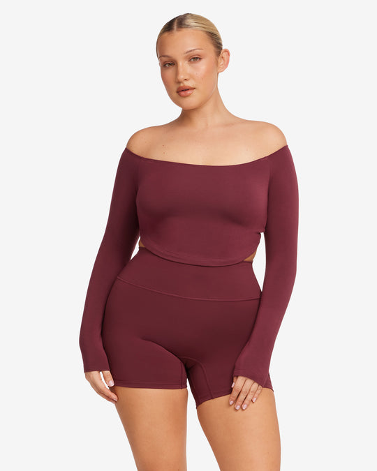 Open Back Long Sleeve Top | Burgundy