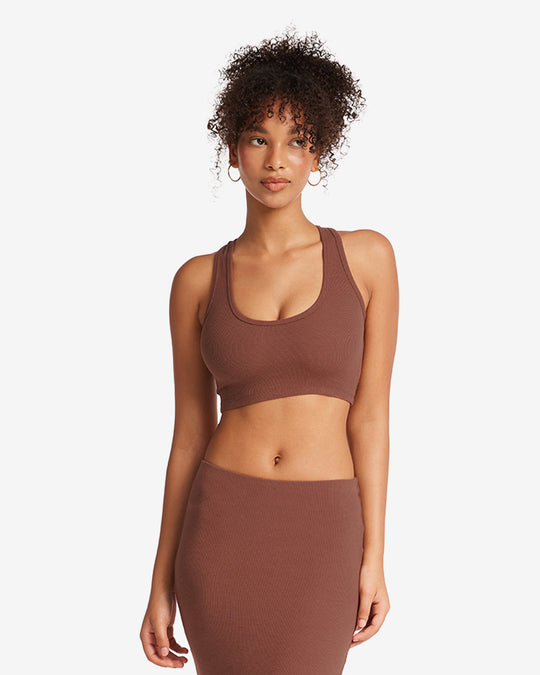 Rib Cropped Tank | Maple