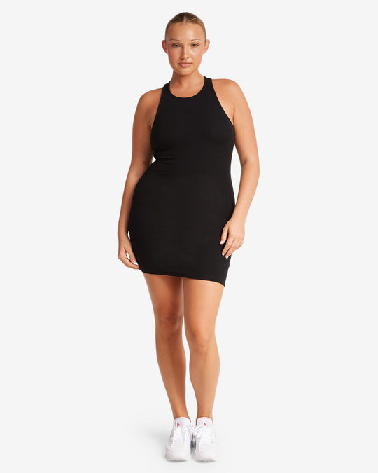 High Neck Mini Dress | Black