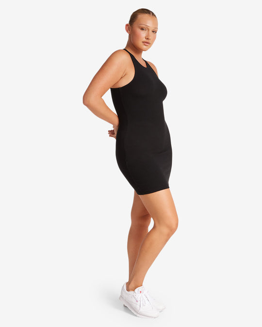 High Neck Mini Dress | Black