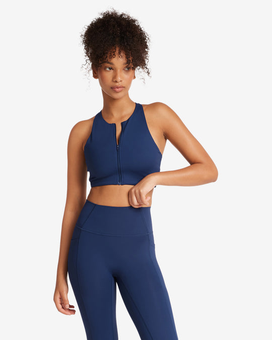 Activluxe Dawn Zip Crop | Navy