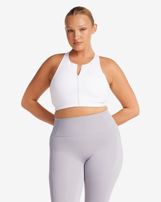 Activluxe Dawn Zip Crop | White