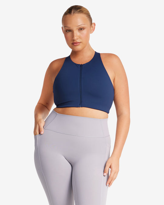 Activluxe Dawn Zip Crop | Navy