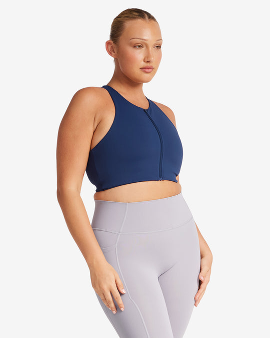 Activluxe Dawn Zip Crop | Navy