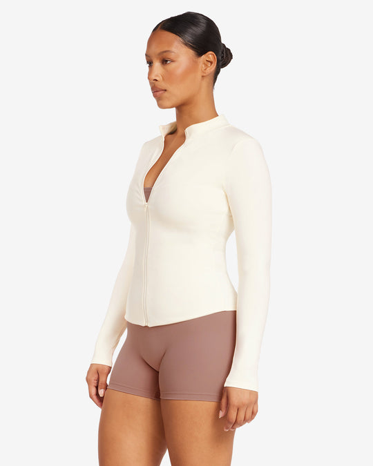 Serenity Longline Zip Up Jacket | Buttercream