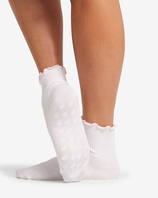 Frill Pilates Grip Socks | White