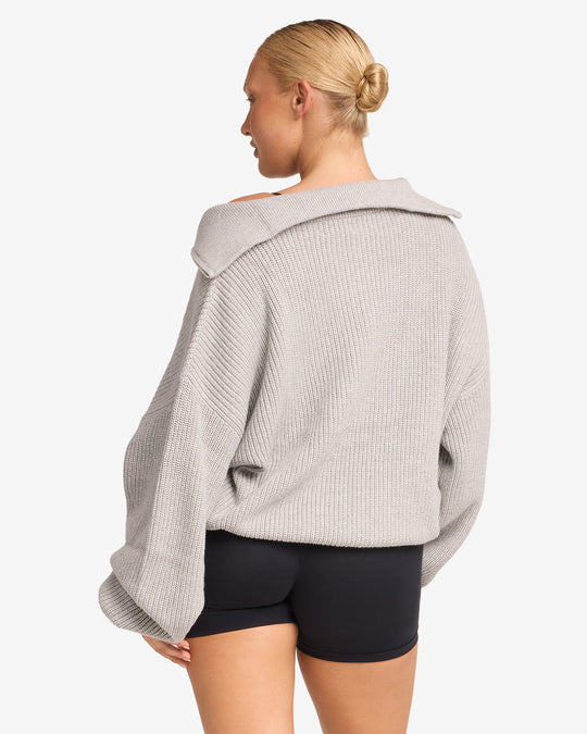 Oversized Knit Sweater | Grey Marl