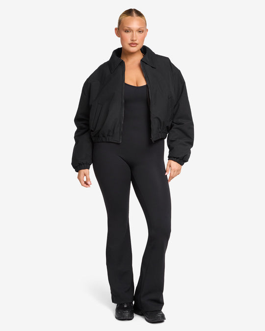 Cropped Oversized Bomber Jacket | Black