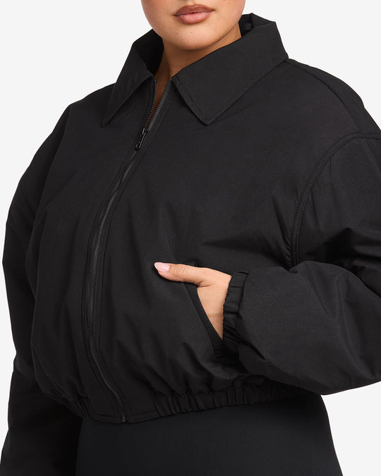 Cropped Oversized Bomber Jacket | Black