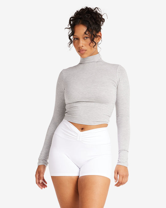 IM Long Sleeve Turtle Neck Top | Light Grey