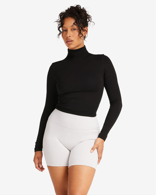 Black mock neck top long sleeve online