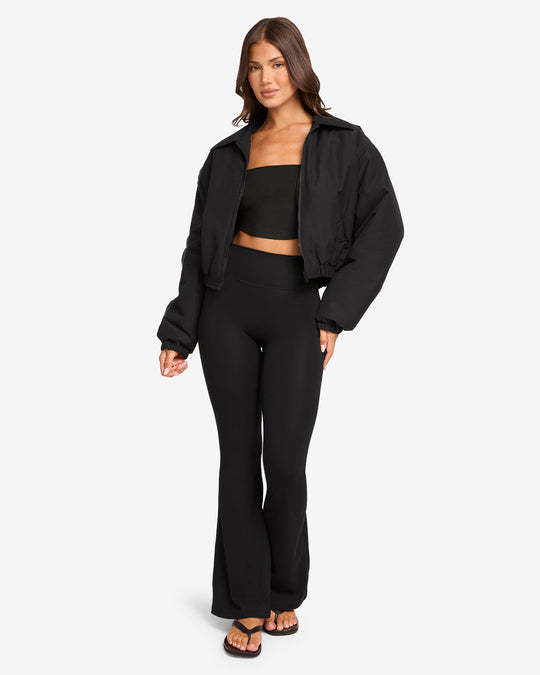 Cropped Oversized Bomber Jacket | Black