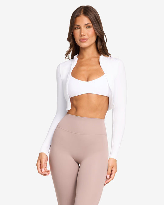 Serenity Cropped Zip Jacket | White