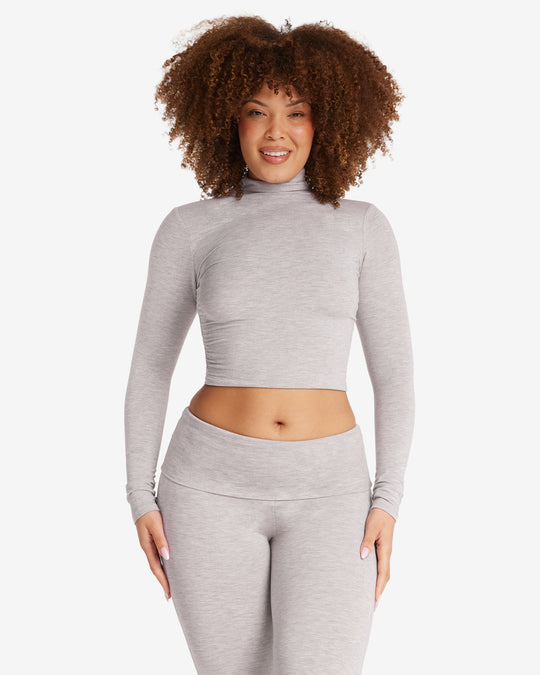 IM Long Sleeve Turtle Neck Top | Light Grey