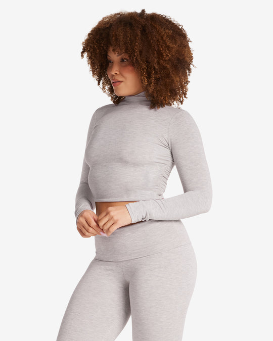 IM Long Sleeve Turtle Neck Top | Light Grey