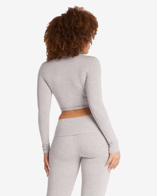 IM Long Sleeve Turtle Neck Top | Light Grey