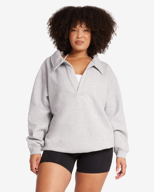 Oversized Collar Sweatshirt | Grey Marl
