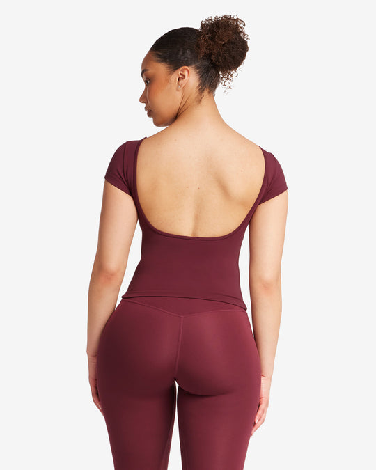 Open Back Tee | Burgundy