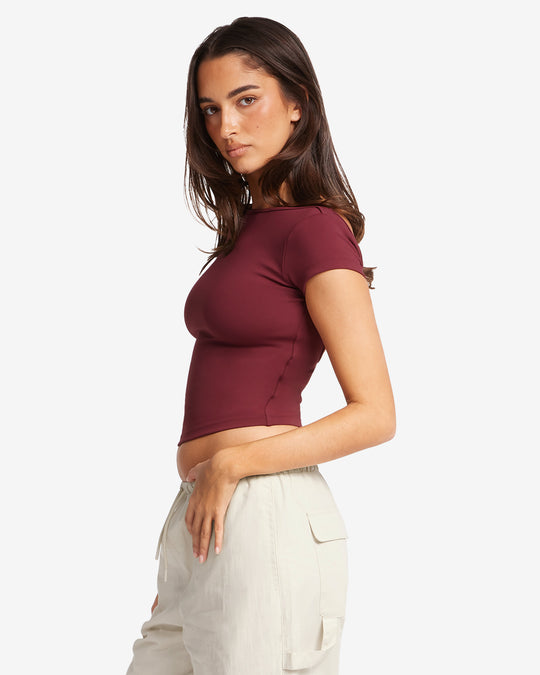 Open Back Tee | Burgundy