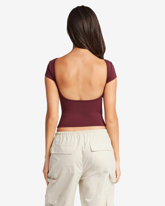 Open Back Tee | Burgundy