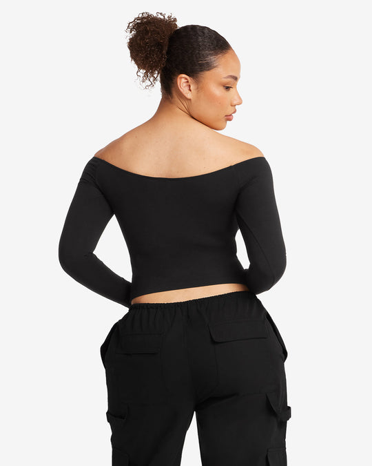 Off Shoulder Leisure Top | Black