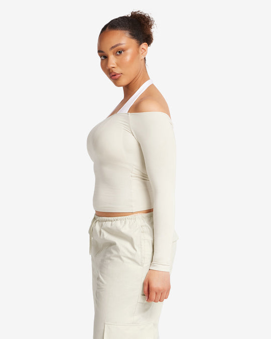 Off Shoulder Leisure Top | Oak