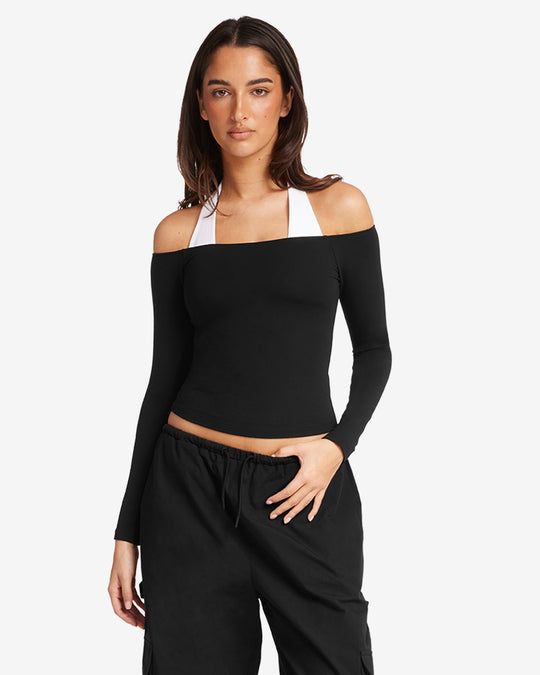 Off Shoulder Leisure Top | Black