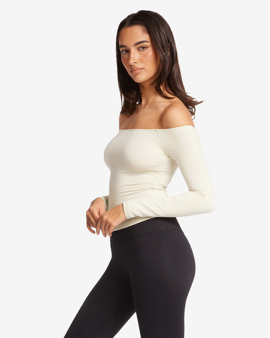 Off Shoulder Leisure Top | Oak