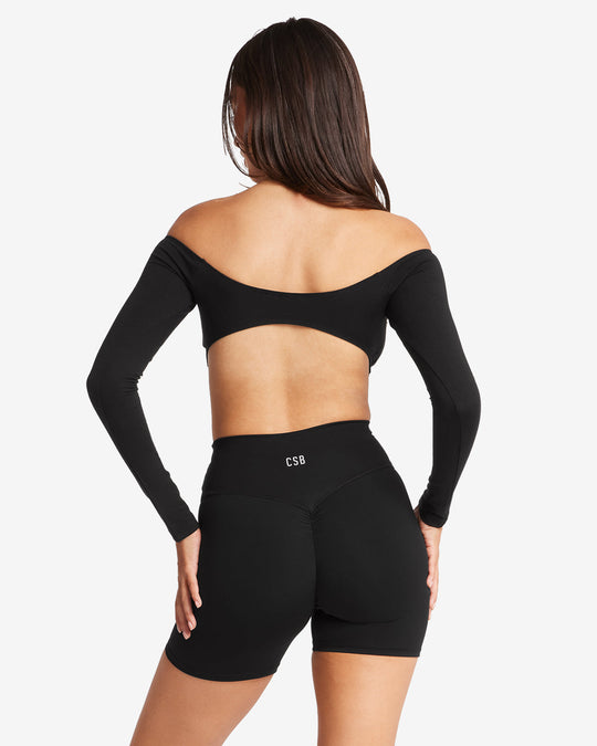 Open Back Long Sleeve Top | Black