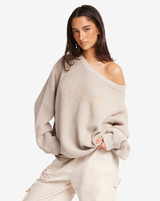 Off Shoulder Knit Sweater | Oak