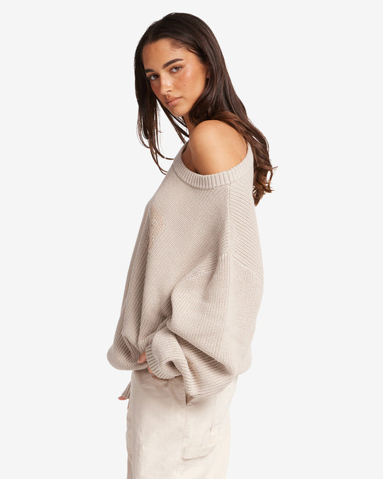 Off Shoulder Knit Sweater | Oak