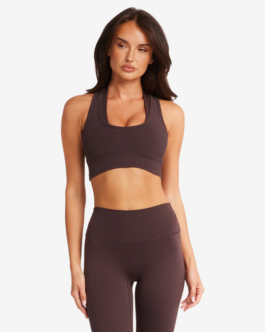 Rib Cropped Tank | Espresso