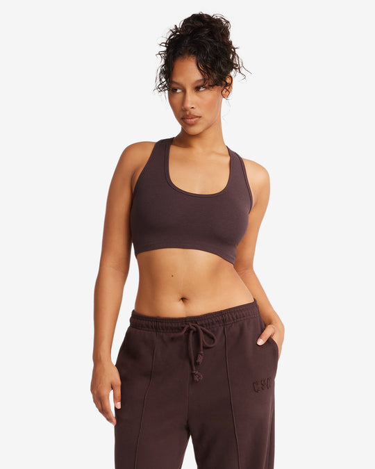 Rib Cropped Tank | Espresso