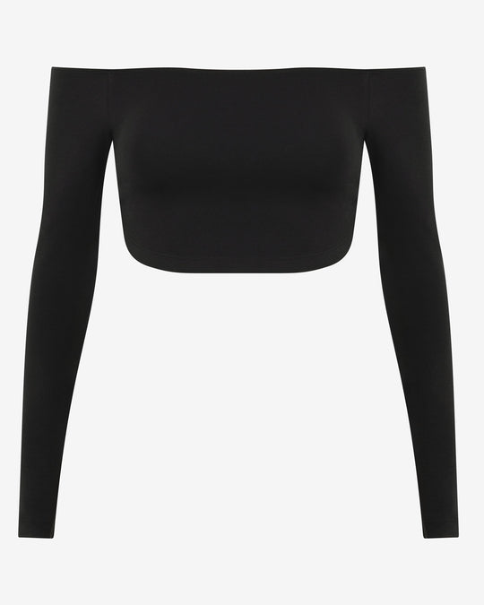 Open Back Long Sleeve Top | Black